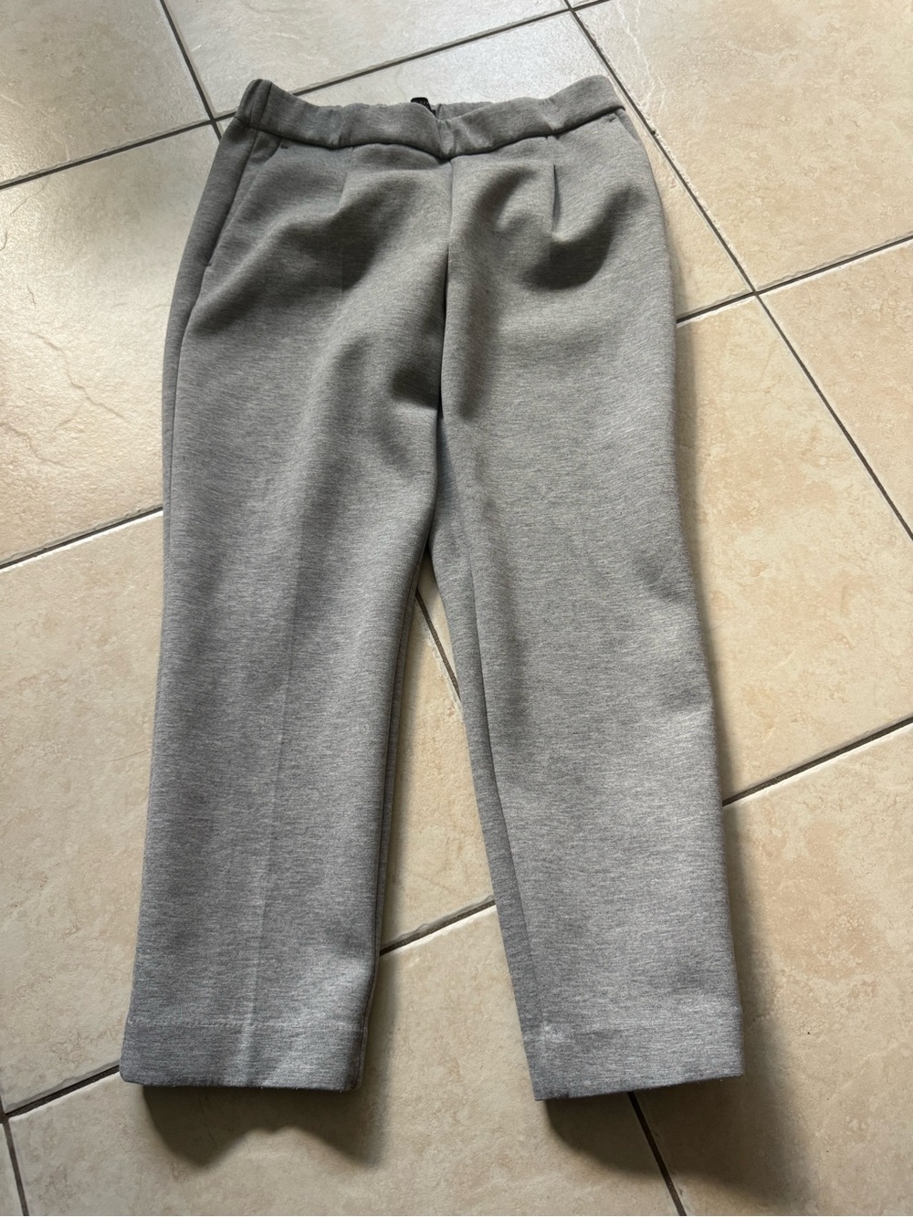 Ann Taylor Double Knit Ankle Pants Heather Gray Pull On Pleated Medium Petite MP